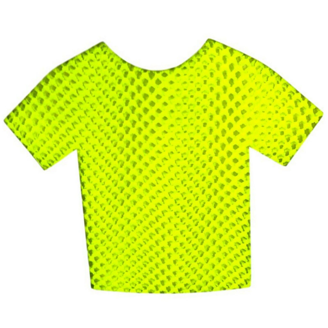 Fishnet 80's Short Sleeve Top Neon Yellow
