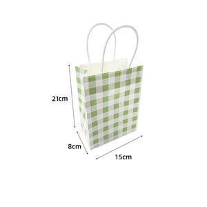 Gingham Green Paper Party Bags pack 10
