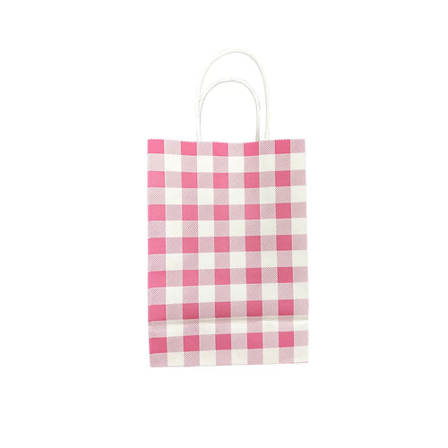 Gingham Pink Party Bags pack 10