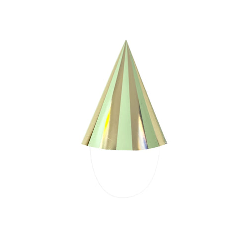 Mint Green & Gold Stripe Party Hats