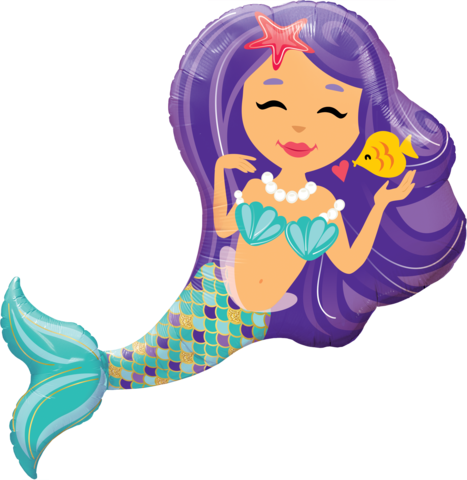 Enchanting Mermaid Qualatex Foil Balloon - purple hair