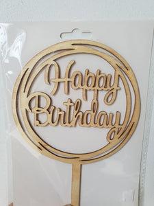 Happy Birthday Cake Topper Pine Circle