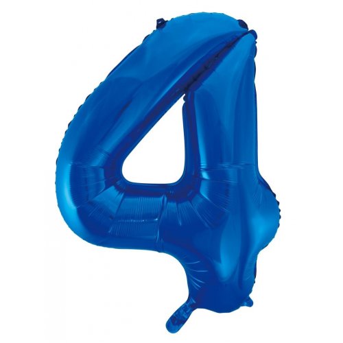 Number 4 Foil Balloon Blue - Jumbo