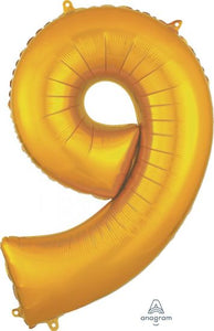 Number 9 Foil Balloon Gold - Jumbo