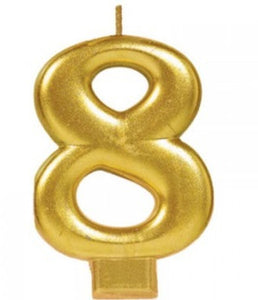 Gold Number 8 Candle