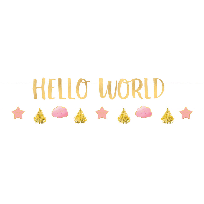 Hello World 2 banner kit - pink & gold
