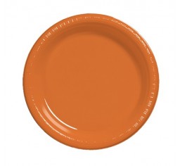 Orange Plastic Dinner Plates Pack 25