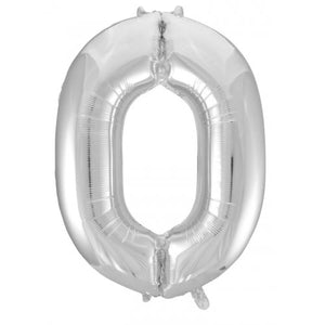 Number 0 Foil Balloon Silver - Jumbo