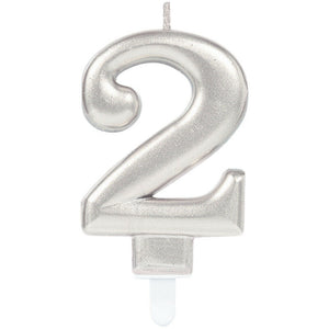 Silver Number 2 Candle