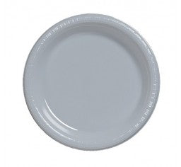Silver Plastic Dinner Plates Pack 25