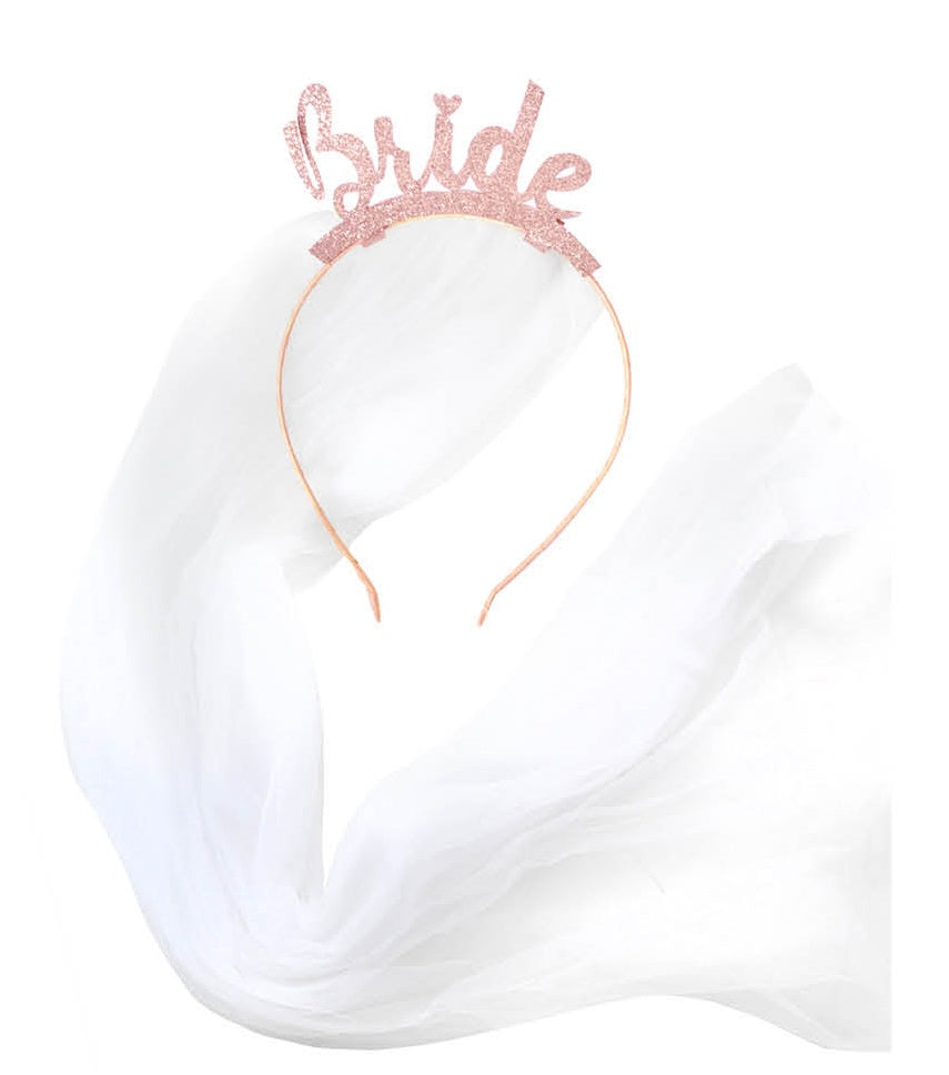 Bride Veil Headband Rose Gold