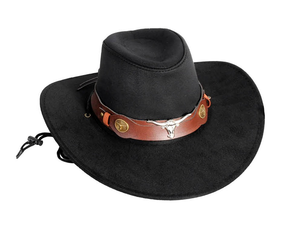 Cowboy hat with bull band - Black
