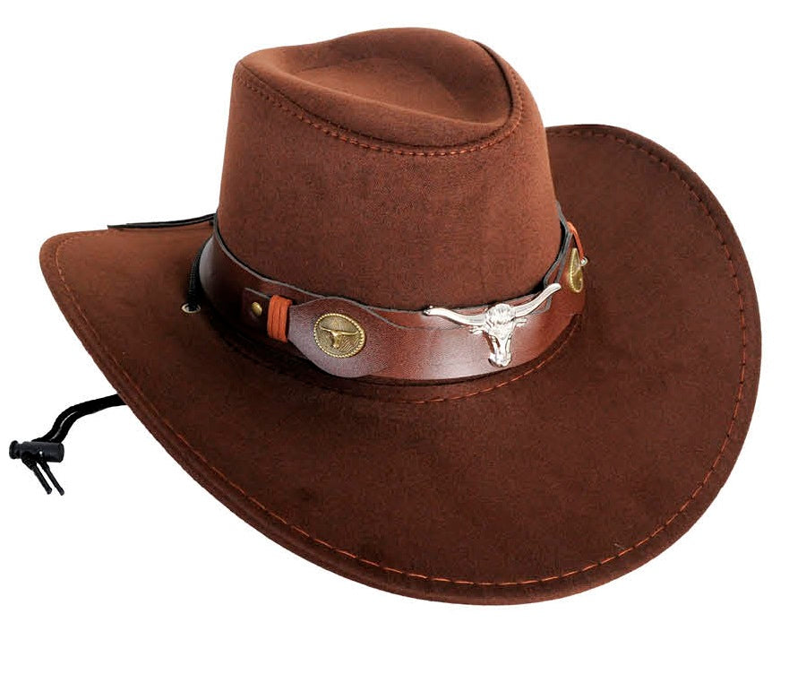 Cowboy hat with bull band - Brown