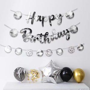 Disco Ball Happy Birthday Banner