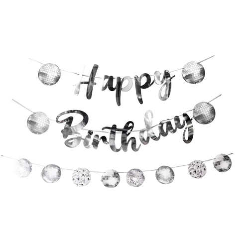 Disco Ball Happy Birthday Banner