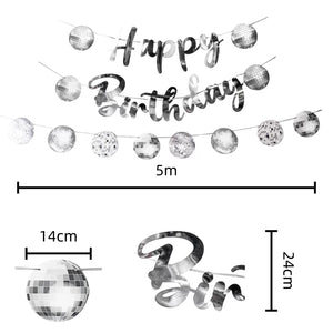 Disco Ball Happy Birthday Banner