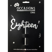 Eighteen Cake Topper Silver