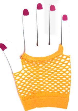 Fishnet Gloves Short - Fluro Orange