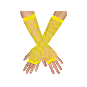 Fishnet Long Gloves - Fluro Yellow