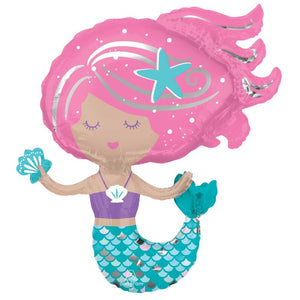 Shimmering Mermaid Foil Balloon Pink Hair- Anagram