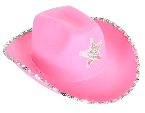Cowboy Hat - Pale Pink with sequin rim & star
