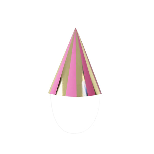 Pink & Gold Stripe Party Hats