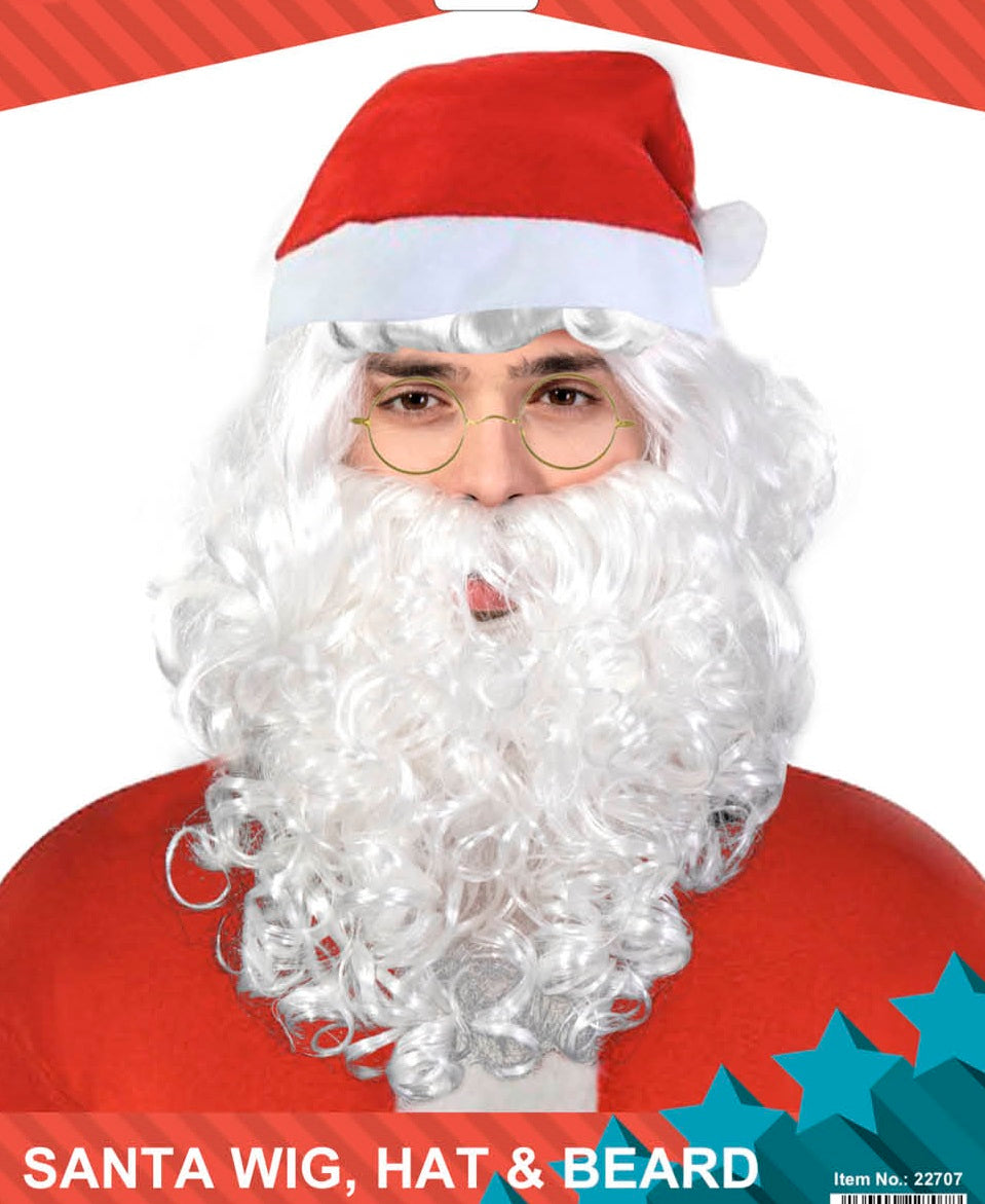 Santa wig, hat & beard