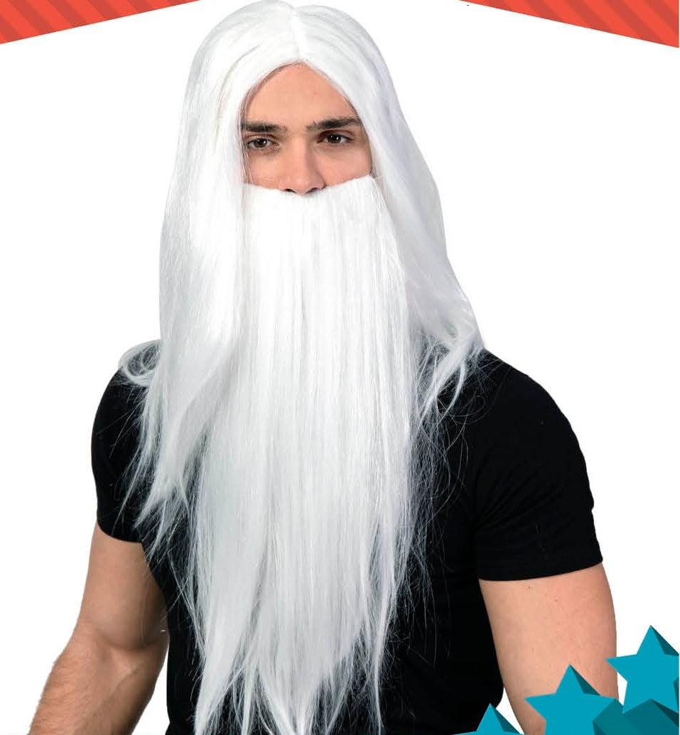 White Wizard Wig & Beard