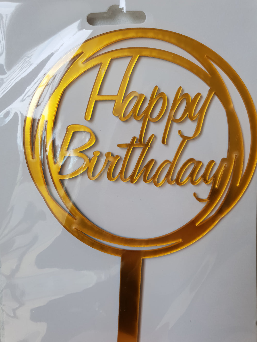 Happy Birthday Cake Topper Gold Circle