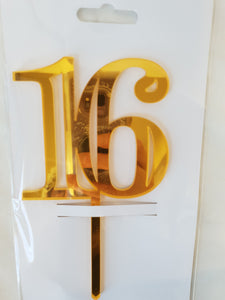 16 Acrylic Cake Topper - 4 colours available