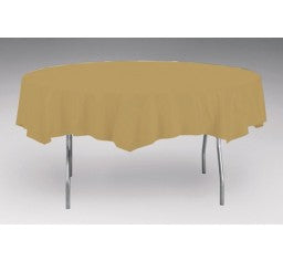 Gold Round Plastic Tablecover