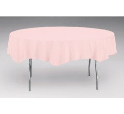 Pale Pink Round Plastic Tablecover