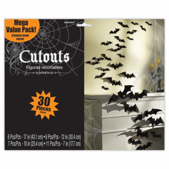Bat Cutouts Decoration Pack of 30
