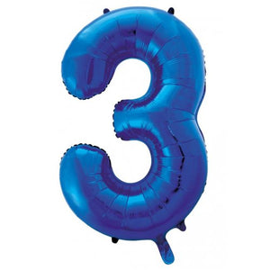Number 3 Foil Balloon Blue - Jumbo