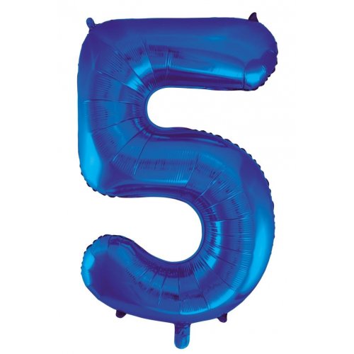 Number 5 Foil Balloon Blue - Jumbo