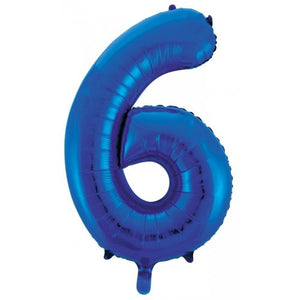 Number 6 Foil Balloon Blue - Jumbo