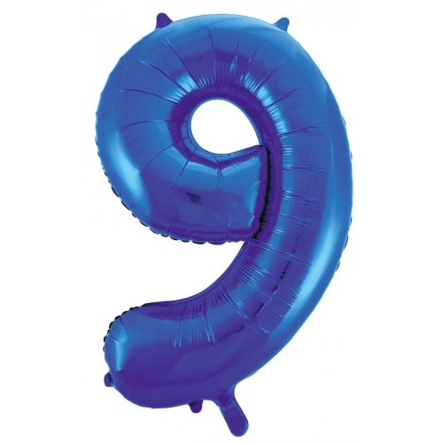 Number 9 Foil Balloon Blue - Jumbo
