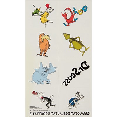 Dr Seuss Cat In The Hat Temporary Tattoo Favours