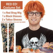 Ed Sheeran Dress Up Kit (Wig, glasses & tatt sleeves)- Red Ed