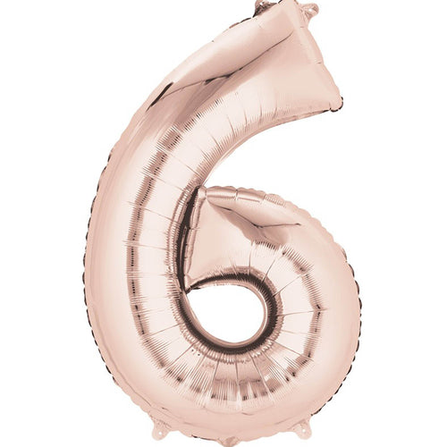 Number 6 Foil Balloon Rose Gold - Jumbo