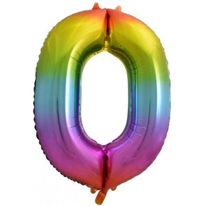Number 0 Foil Balloon Rainbow - Jumbo