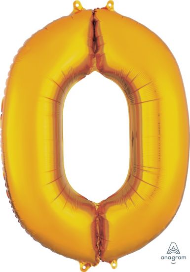 Number 0 Foil Balloon Gold - Jumbo
