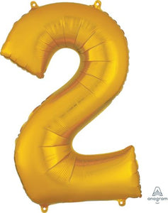 Number 2 Foil Balloon Gold - Jumbo