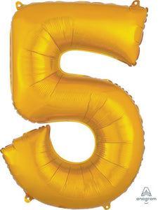 Number 5 Foil Balloon Gold - Jumbo