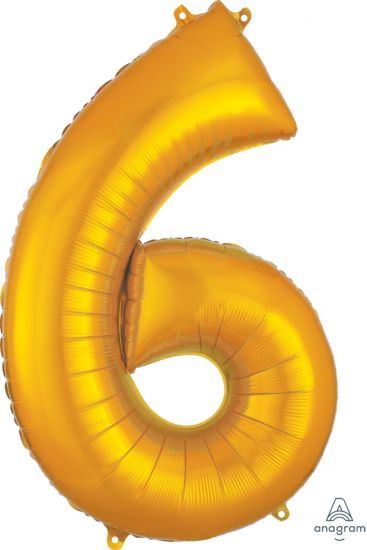 Number 6 Foil Balloon Gold - Jumbo
