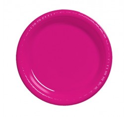 Hot Pink Plastic Lunch Plates Pack 25