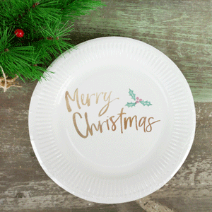 Merry Christmas White Paper Plates
