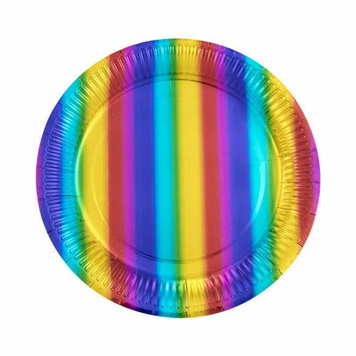 Rainbow Party Metallic Plates 23cm
