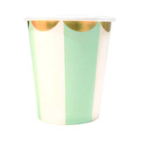 Mint Green and white striped paper cups