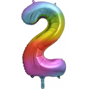 Number 2 Foil Balloon Rainbow - Jumbo